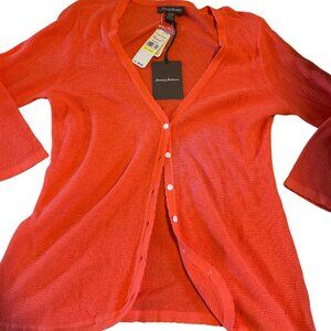 NWT Tommy Bahama Malia Stitch Cardigan Burnt Coral